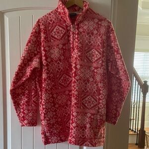 Catalina Red and White Snowflake fleece quarter zip Jacket.